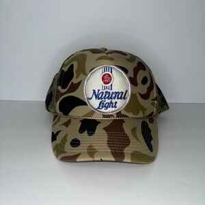 Natural Light Camo Trucker Hat Mesh Snapback Rope Patch Cap